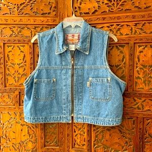 Revolt blue Jean zip jacket vest collar classic